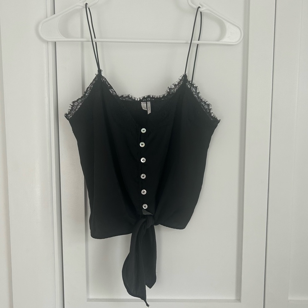 Sexy Black Lace & Bottons Cami